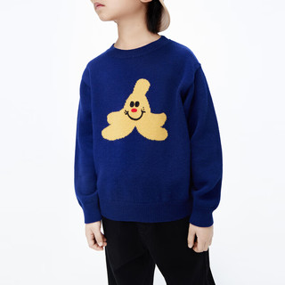 little MO&Co.美丽诺羊毛 little moco童装23冬装男女童保暖套头毛衫毛衣 珊瑚蓝色 110/56