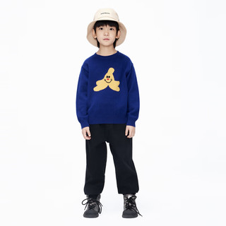 little MO&Co.美丽诺羊毛 little moco童装23冬装男女童保暖套头毛衫毛衣 珊瑚蓝色 110/56