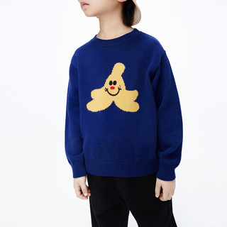 little MO&Co.美丽诺羊毛 little moco童装23冬装男女童保暖套头毛衫毛衣 珊瑚蓝色 110/56