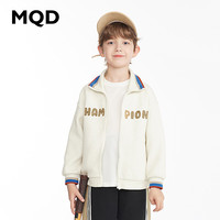 马骑顿 MQD童装男童翻领字母卫衣色织撞色儿童polo领宽松上衣 米白 150cm