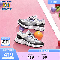 Skechers斯凯奇大童运动鞋女童鞋2023活力校园磁吸扣休闲鞋303415L 白色/黑色/WBK 34码