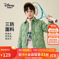 迪士尼（Disney）童装男童轻薄衬衫羽绒服冬儿童时尚休闲羽绒服 浅军绿 110