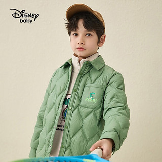 迪士尼（Disney）童装男童轻薄衬衫羽绒服冬儿童时尚休闲羽绒服 浅军绿 110