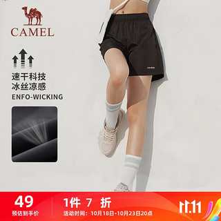 骆驼（CAMEL）运动短裤女速干透气休闲五分裤子 C23BAXLM016 幻影黑 L