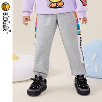 B.Duck【加绒】小黄鸭童装男童裤子加厚儿童长裤冬季运动裤潮 中花灰 105cm