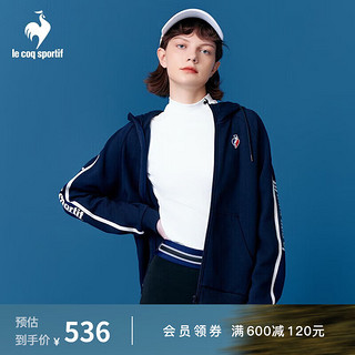 乐卡克（Le coq sportif）法国公鸡女款带帽拉链开衫卫衣CB-5671234 藏青/NVY S