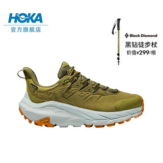 HOKA ONE ONE【双11礼包】男女卡哈2低帮徒步鞋Kaha 2 LowGTX减震防水 苔藓绿/水星灰+杖 46/295mm