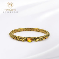 MONOLOGUE独白北纬30°龙年生肖足金复古黄金双龙戏珠手镯MR1241 58mm