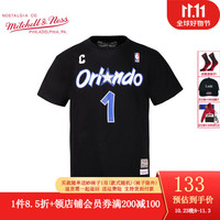 mitchell & ness 圆领短袖半袖 NBA猛龙魔术队麦迪 MN男士纯棉T恤短T上衣 黑色 L