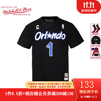 mitchell & ness 圆领短袖半袖 NBA猛龙魔术队麦迪 MN男士纯棉T恤短T上衣 黑色 L