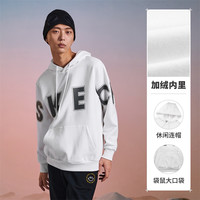 SKECHERS 斯凯奇 卫衣男秋冬加绒宽松上衣字母印花休闲衣服 L321M179-0019 亮白色 S