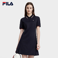 FILA 斐乐 官方女子连衣裙2023夏季简约休闲通勤polo领连身裙