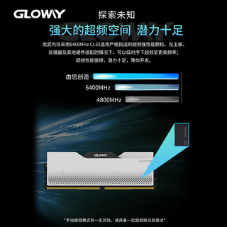 GLOWAY 光威 龙武系列 DDR5 6400MHz 台式机内存 马甲条 白色 32GB 16GBx2 CL32 海力士M-die颗粒