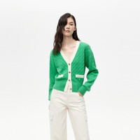 MO&Co. 摩安珂 经典撞色短款麻花针织衫开衫女装