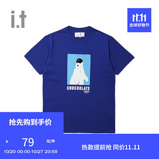 :CHOCOOLATE it 男装短袖t恤2023夏季新品美式宽松半袖TEU01K BLX/克莱因蓝 XL
