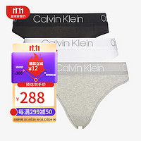 卡尔文·克莱恩 Calvin Klein CK女士内裤三角裤3条装 简约Logo边 000QD3758E 999黑白灰 S