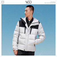 VGO羽绒服加厚白鸭绒冬季拼接休闲商务商场同款连帽短款