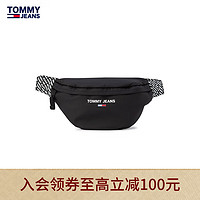 TOMMY HILFIGER 男装街头LOGO印花便携可调节插扣腰包斜挎胸包AM0AM08838 黑色BDS OS