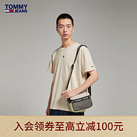 TOMMY HILFIGER 23男装简约通勤便携提花背带拉链单肩斜挎包AM0AM10898 米色ACI os