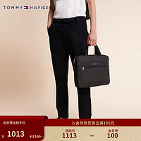TOMMY HILFIGER 23男装商务休闲简约金属字母可卸肩带手提电脑包AM0AM10559 黑色BDS OS
