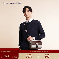 TOMMY HILFIGER 23男装休闲通勤牛皮拼色印花单肩斜挎相机邮差包AM0AM10963 多色拼色0F5 OS