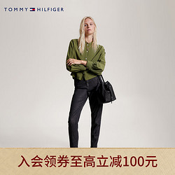 TOMMY HILFIGER 汤米·希尔费格 23新款秋冬女装金属字母可拆卸背带抽绳口手提水桶包15218 黑色BDS OS