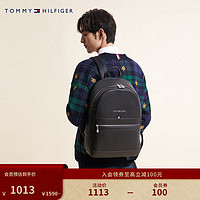 TOMMY HILFIGER 男装经典商务简约金属立体LOGO拉链双肩背提包AM0AM10306 黑色BDS OS