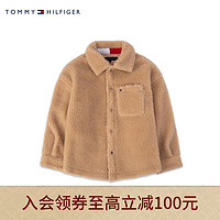 TOMMY HILFIGER 童装男时尚简约刺绣LOGO仿羊羔绒翻领衬衫外套KB0KB07859 卡其色AB4 4/110cm