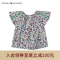 TOMMY HILFIGER 23童装女休闲碎花图案透气舒适圆领短袖上衣KG0KG07238 多色印花0K4 5/110cm