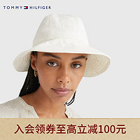 TOMMY HILFIGER 魔力方23女装纯棉简约刺绣字母宽檐遮阳渔夫帽AW0AW14844 白色AC0 均码