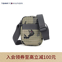 TOMMY HILFIGER 男装休闲浮雕LOGO迷彩拉链可调节单肩斜挎包AM0AM08653 军绿色0H8 OS