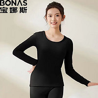 BONAS 宝娜斯 女式德绒保暖内衣套装 黑色 M(体重80-95)