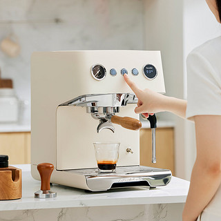 格米莱（GEMILAI）半自动咖啡机意式浓缩 复合式冲煮头 双震动泵一体奶泡美式 CRM3028 米白色
