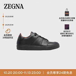 Ermenegildo Zegna 杰尼亚 男士Tiziano黑色光滑皮革运动鞋LHSWI-A2975X-NER-7.5