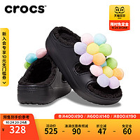 crocs 卡骆驰 经典暖绒花饰毛毛拖户外软底拖鞋女鞋|209240