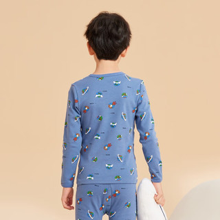 红豆儿童纯棉内衣套装男女中大童秋冬秋衣秋裤青少年棉毛衫A类睡衣套 01灰蓝星球 165
