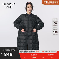 幻走（MOVEUP）.FUN系列拉链口袋胶章设计师长款羽绒服女 夜黑 L
