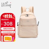 why大容量出游布双肩包女轻便书包包休闲旅行背包电脑包YAB1080Z 杏色