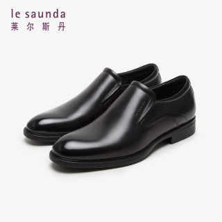 莱尔斯丹 le saunda冬商场同款商务套脚圆头舒适乐福男鞋4TM59802 黑色 BKL 39