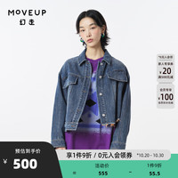 幻走（MOVEUP）.FUN系列不对称趣味章仔设计师牛仔外套女 牛仔蓝 S
