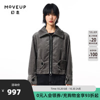 幻走（MOVEUP）yangyang系列 立领拼接设计师短款外套女 灰黑 M