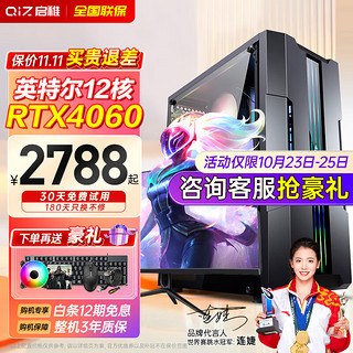 启稚 英特尔十二核RTX3060独显大容量1T固态办公游戏家用组装吃鸡台式机电脑主机水冷整机全套