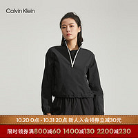 卡尔文·克莱恩 Calvin Klein 运动23春秋女士暗格纹反光拉链半襟防水立领跑步外套4WS3O502 001-太空黑 S