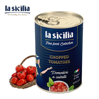 lasicilia 辣西西里 进口意大利面酱 去皮番茄碎罐头400g 番茄酱意面酱