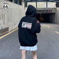 ROUTE66重磅连帽卫衣男女装美式宽松潮牌秋冬季抓绒保暖上衣