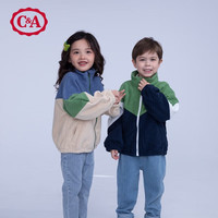 西雅衣家 C&AC&A童装衣服外套宝宝秋冬装加绒儿童男童摇粒绒上衣女小童秋冬外套 海蓝拼米 100cm