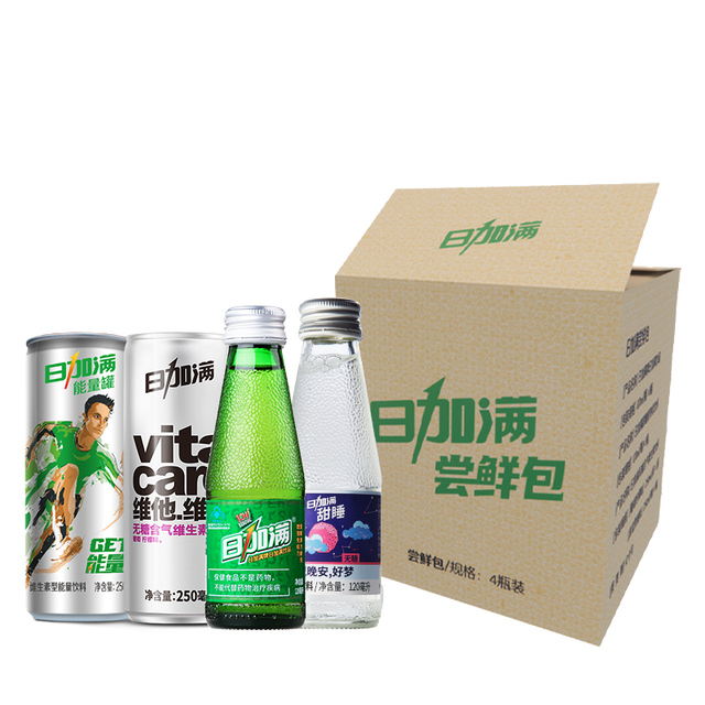 88VIP：ICHI MORE 日加满 饮品尝鲜包4件装-维生素饮料250ml*2罐+120ml*2瓶功能饮料