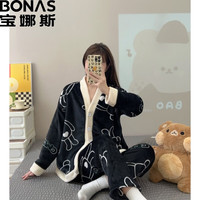 BONAS 宝娜斯 配饰法兰绒可爱卡通加厚珊瑚绒韩版可外穿家居服