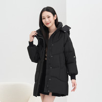 BOSIDENG 波司登 女式脱卸帽中长款羽绒外套波司登时尚保暖羽绒服女