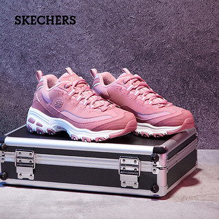 SKECHERS 斯凯奇 冬季女款加绒熊猫鞋舒适厚底增高休闲鞋复古百搭老爹鞋 MVE茱萸粉 35